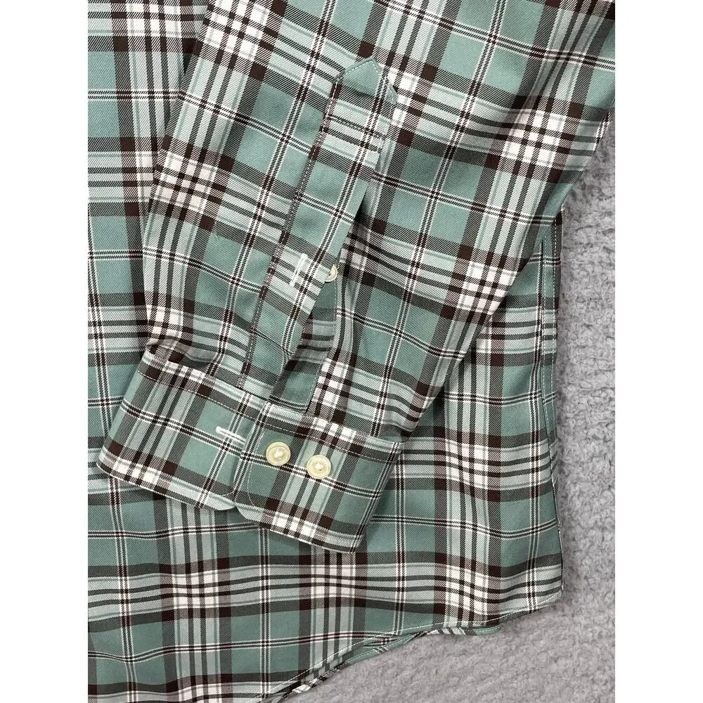 Brooks Brothers Mens Size XL Regent Green Plaid Long Sleeve Button Up Shirt - Picture 10 of 12